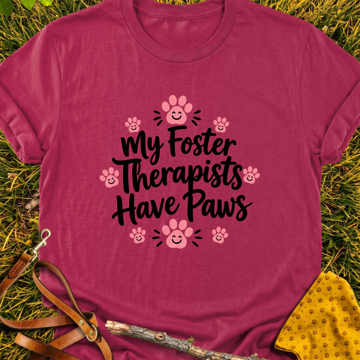 Foster Therapists T-shirt in Cardinal Red - Furever Mode rescue dog tee