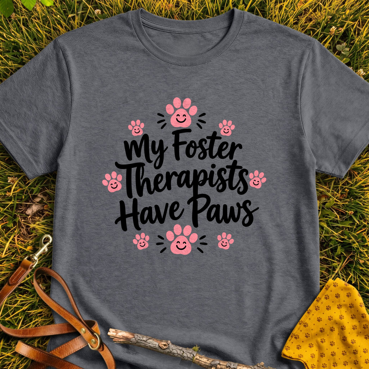 Foster Therapists T-shirt in Dark Heather - Furever Mode rescue dog tee