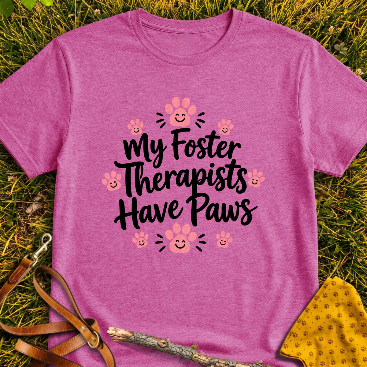 Foster Therapists T-shirt in Heather Berry - Furever Mode rescue dog tee