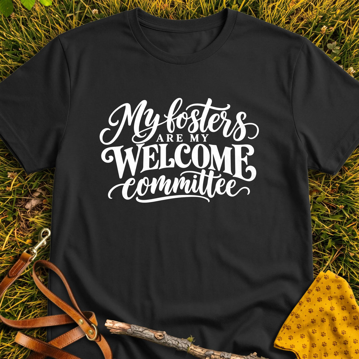 Foster Welcome T-shirt in Black - Furever Mode rescue dog tee