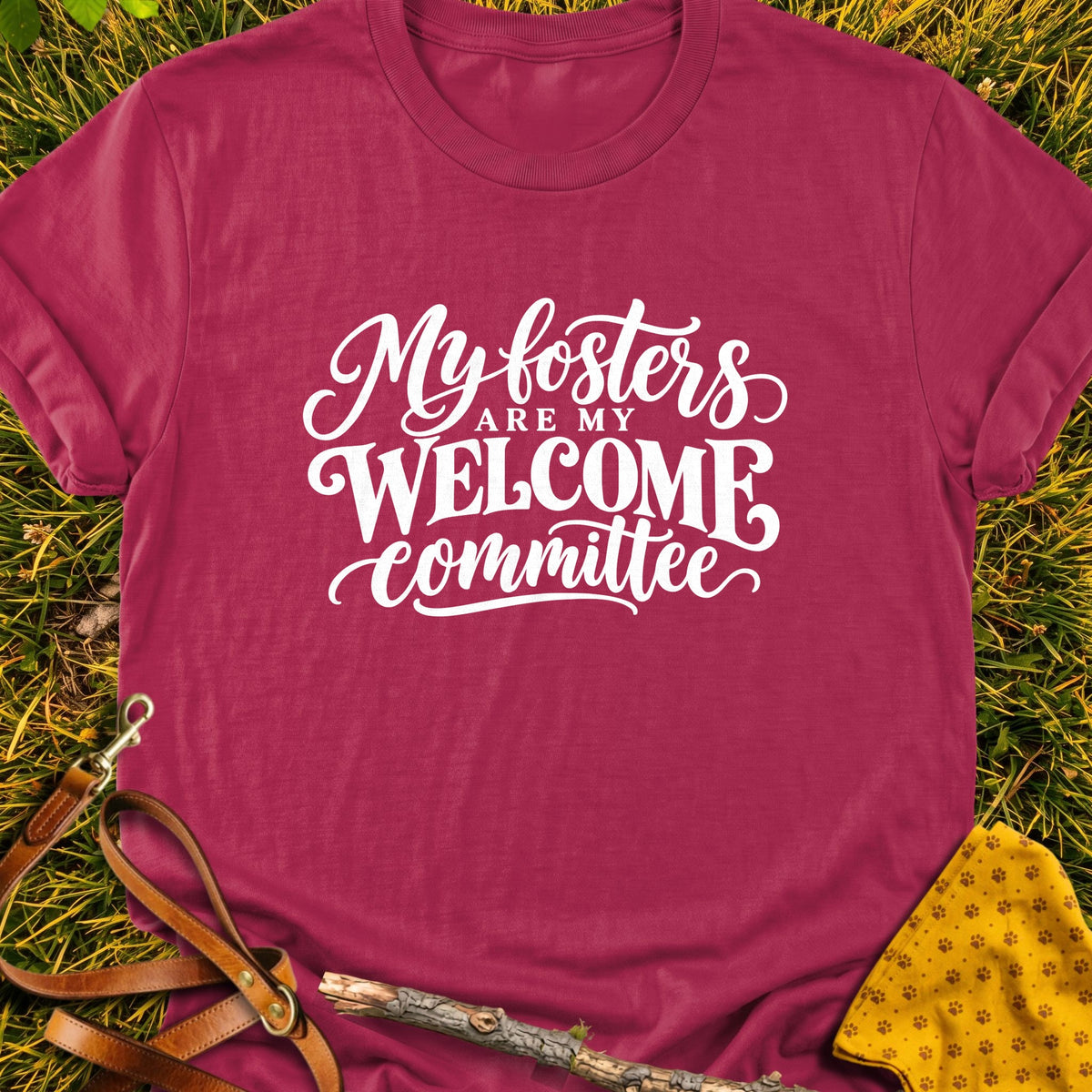 Foster Welcome T-shirt in Cardinal Red - Furever Mode rescue dog tee