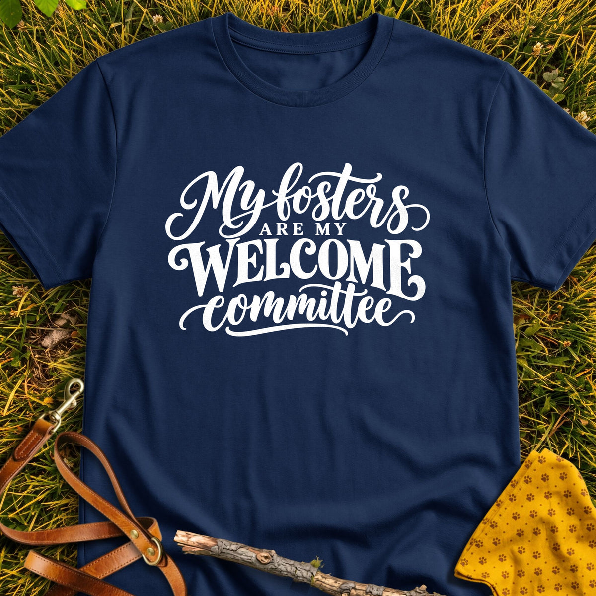 Foster Welcome T-shirt in Navy - Furever Mode rescue dog tee