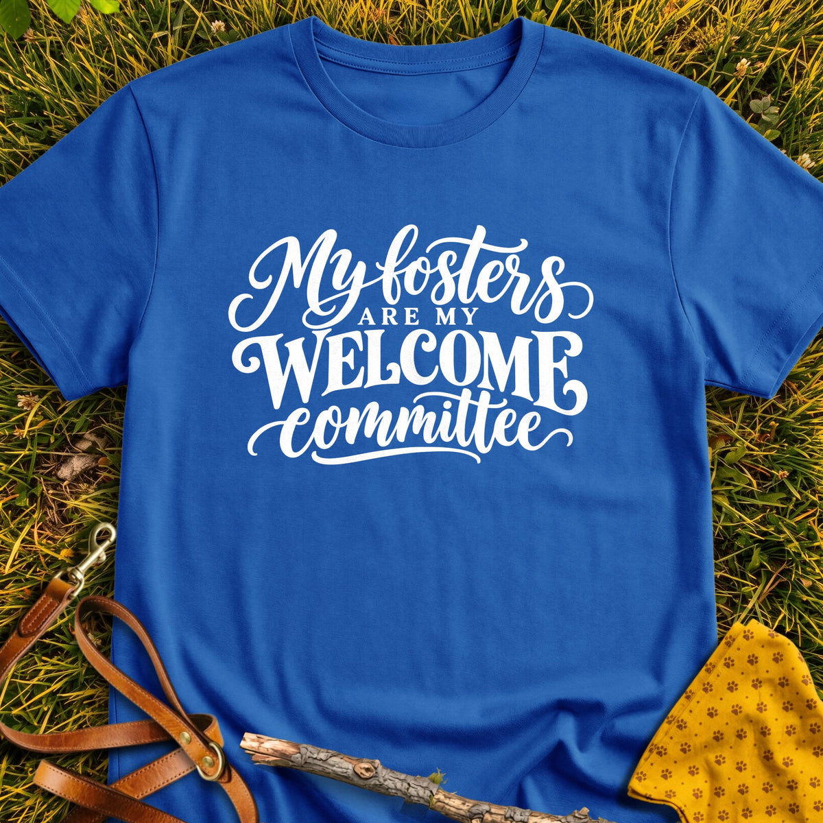 Foster Welcome T-shirt in Royal - Furever Mode rescue dog tee