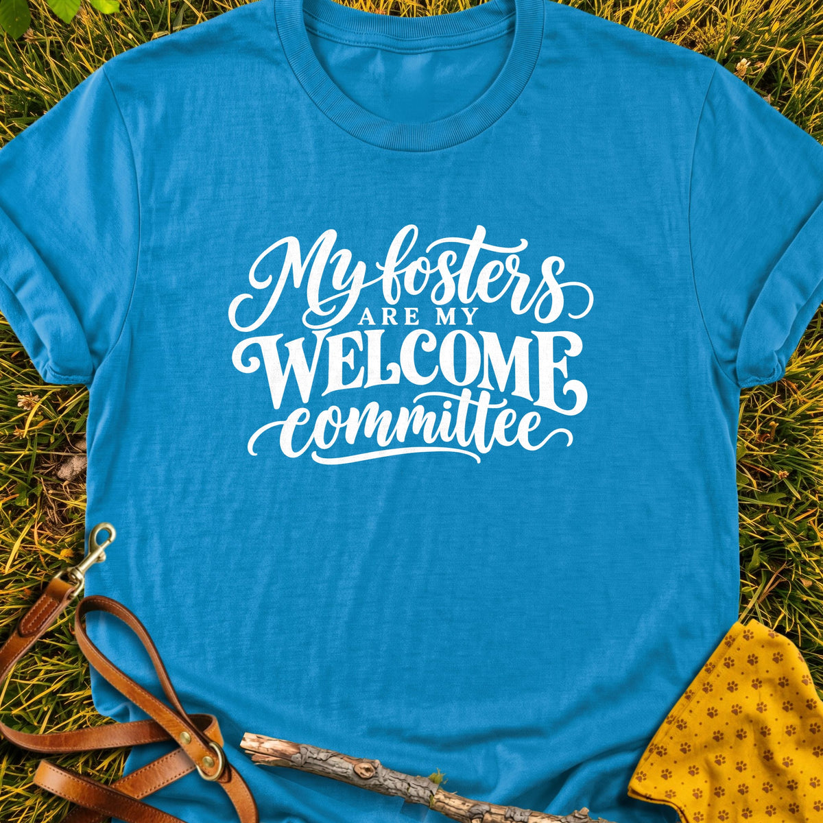 Foster Welcome T-shirt in Sapphire - Furever Mode rescue dog tee