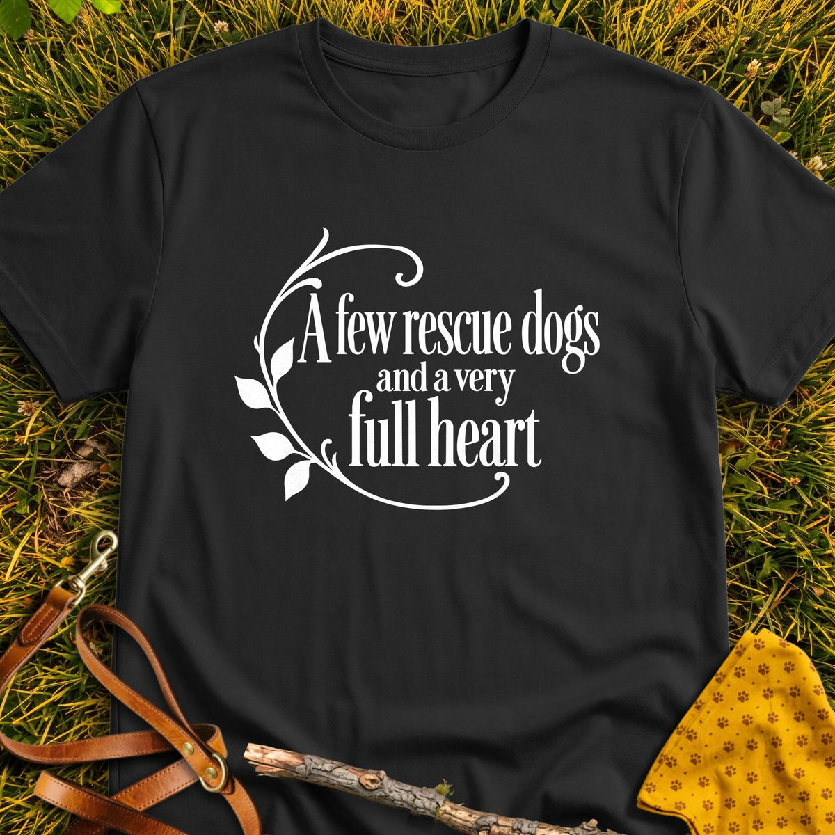 Full Heart T-shirt in Black - Furever Mode rescue dog tee