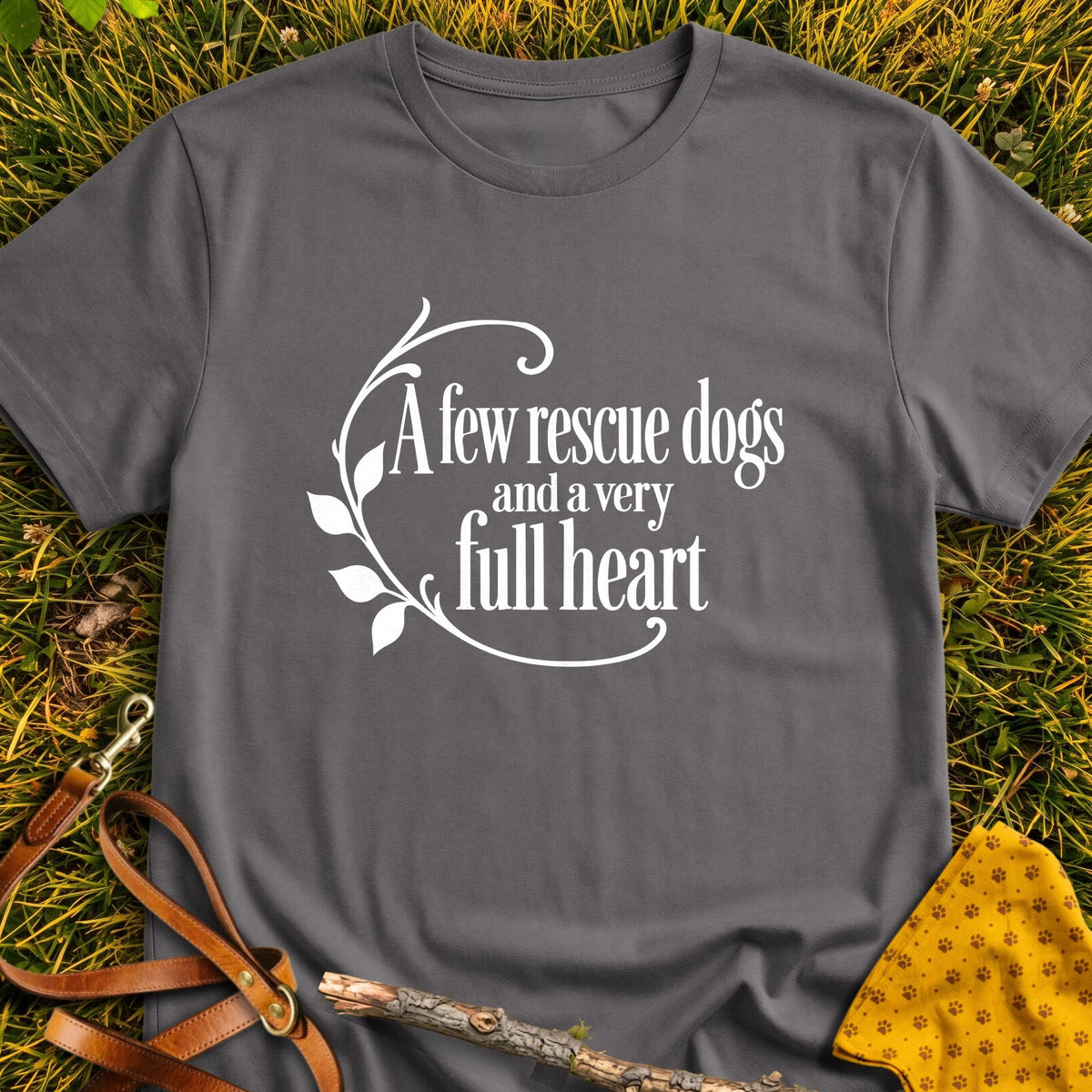Full Heart T-shirt in Charcoal - Furever Mode rescue dog tee