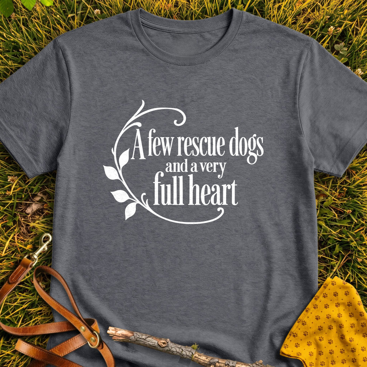 Full Heart T-shirt in Dark Heather - Furever Mode rescue dog tee