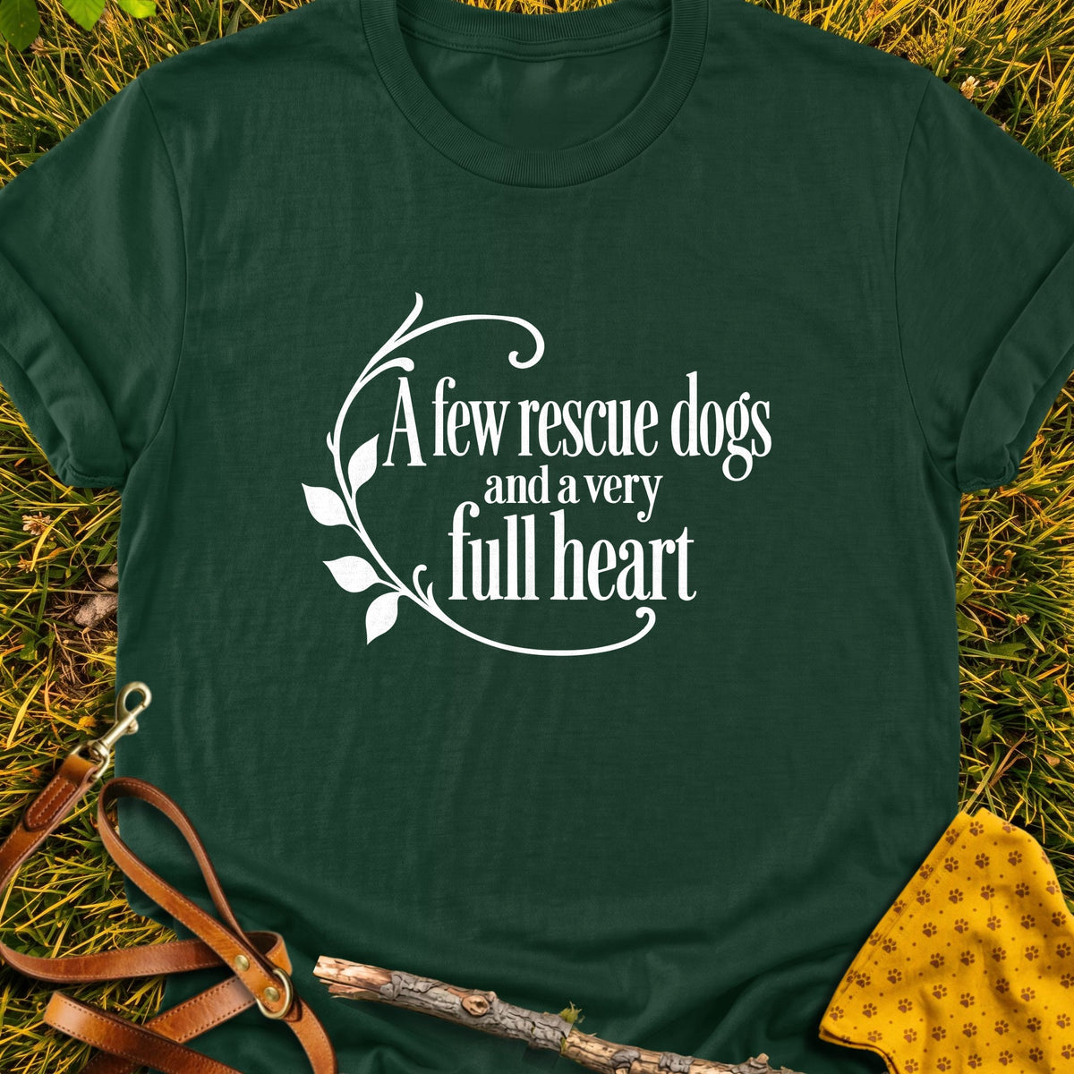 Full Heart T-shirt in Forest Green - Furever Mode rescue dog tee