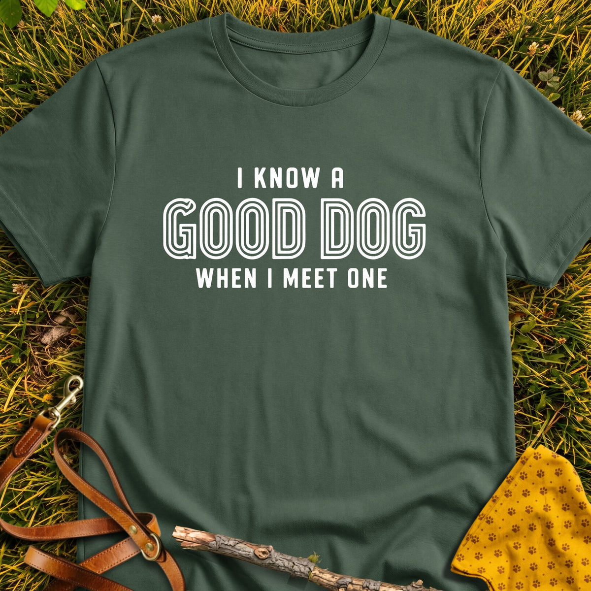 Good Company T-shirt in Military Green - Furever Mode rescue dog tee