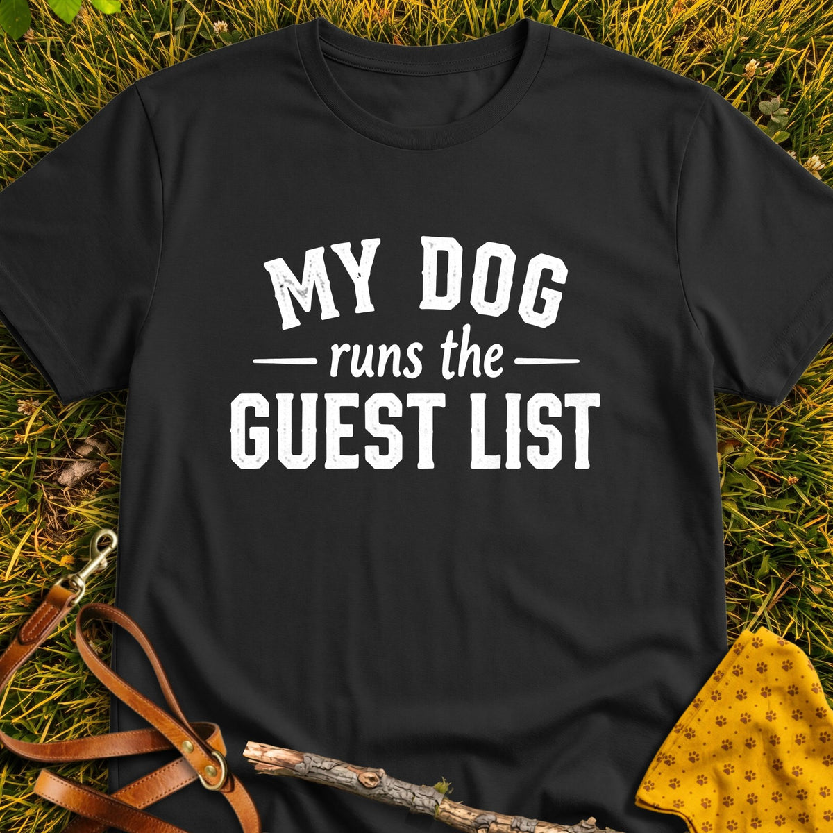 Guest List T-shirt in Black - Furever Mode rescue dog tee