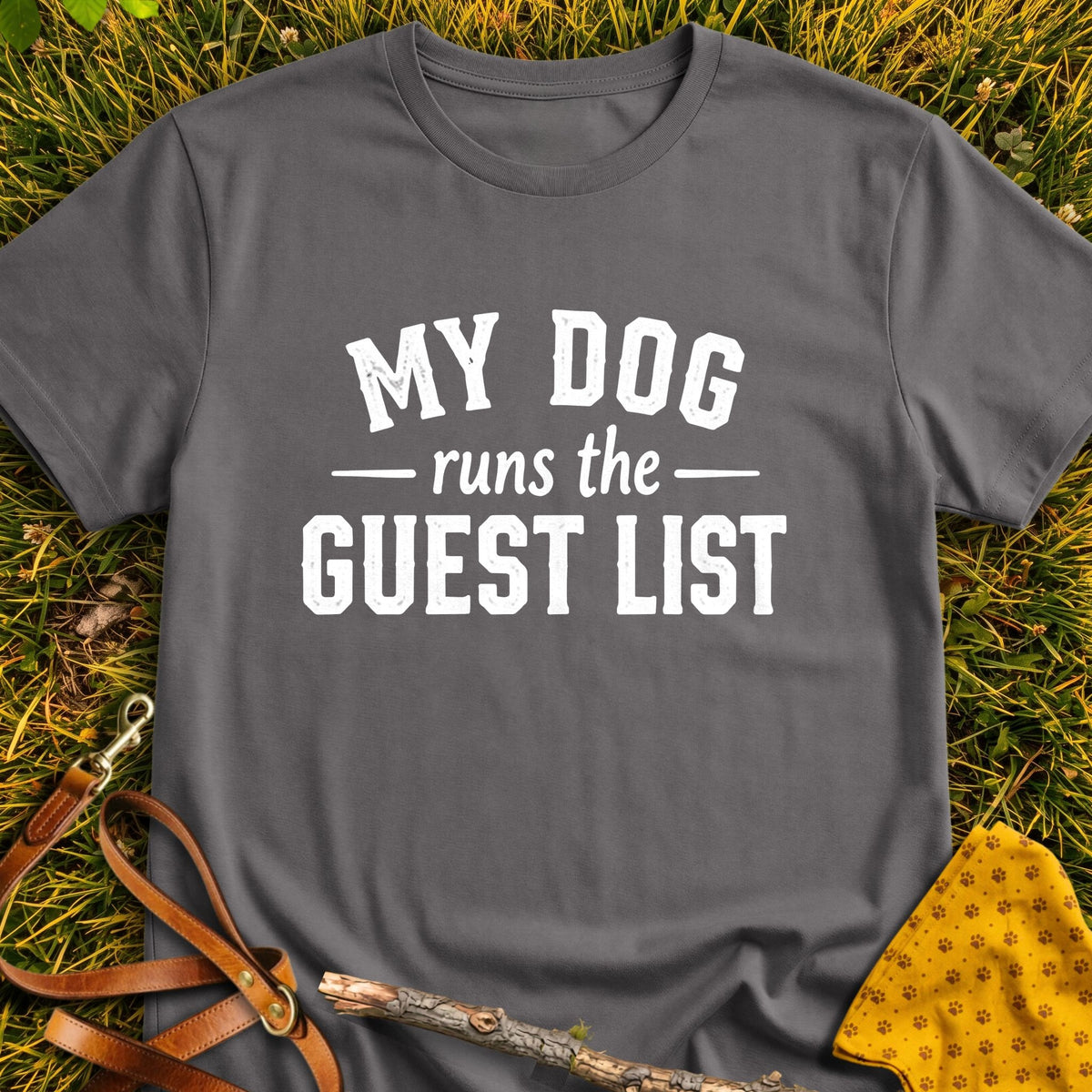 Guest List T-shirt in Charcoal - Furever Mode rescue dog tee