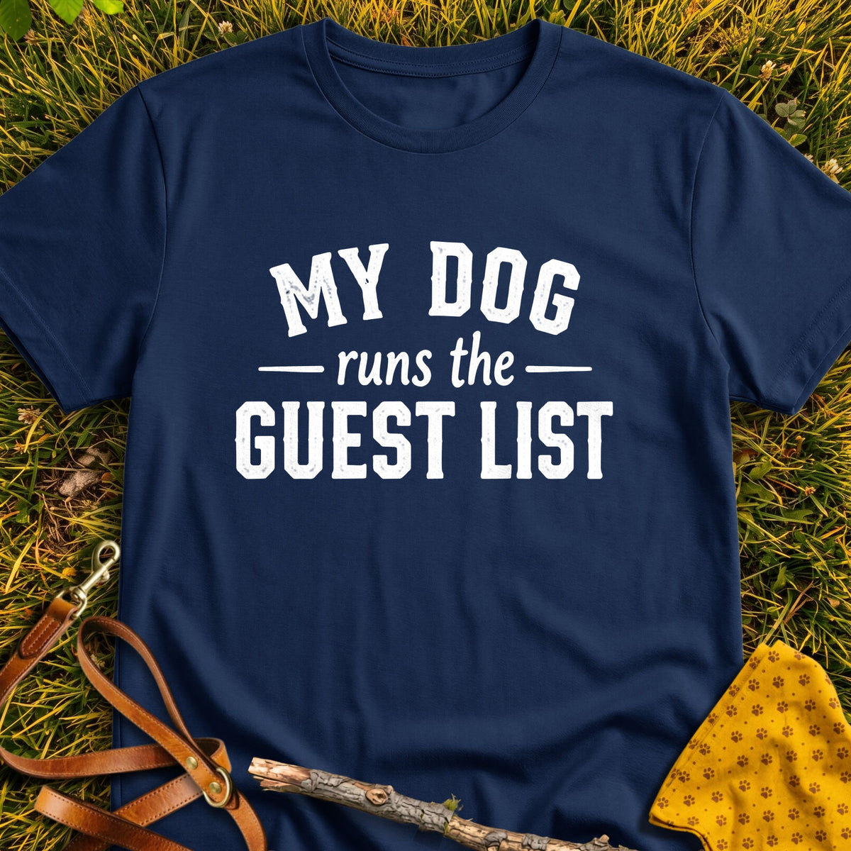 Guest List T-shirt in Navy - Furever Mode rescue dog tee