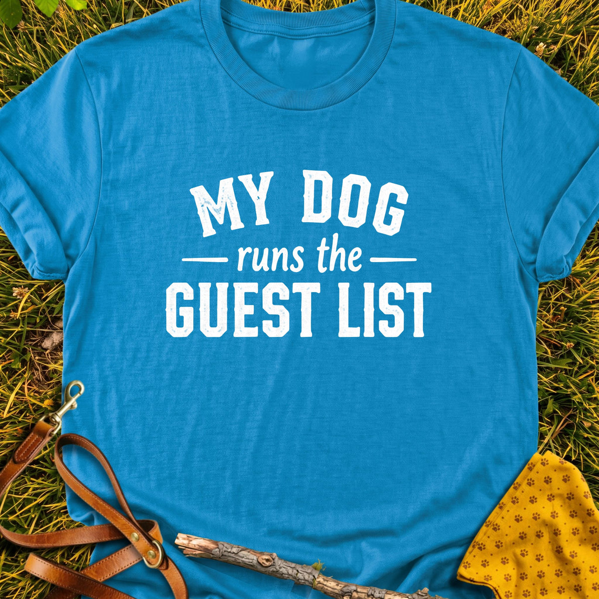 Guest List T-shirt in Sapphire - Furever Mode rescue dog tee