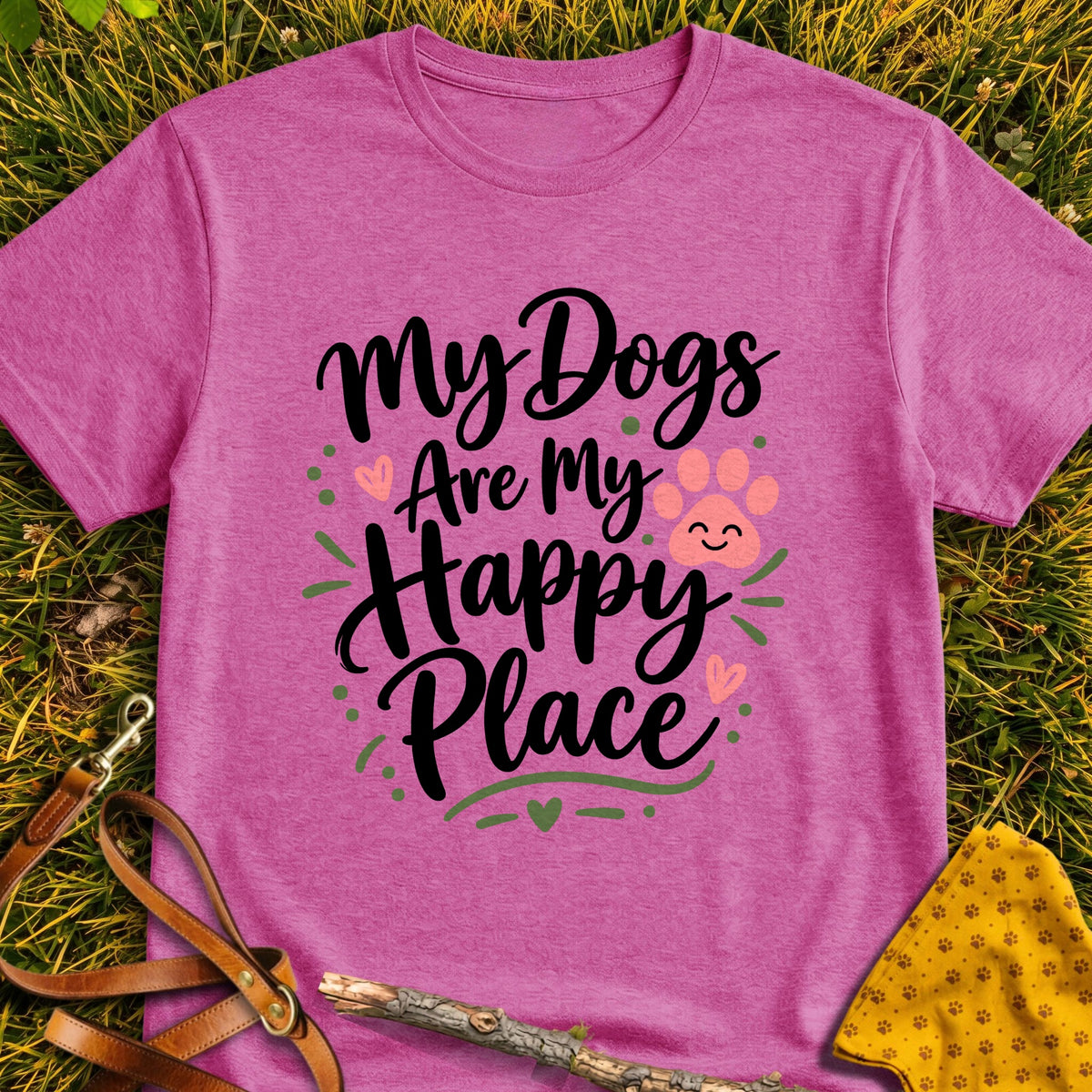 Happy Dogs T-shirt in Heather Berry - Furever Mode rescue dog tee