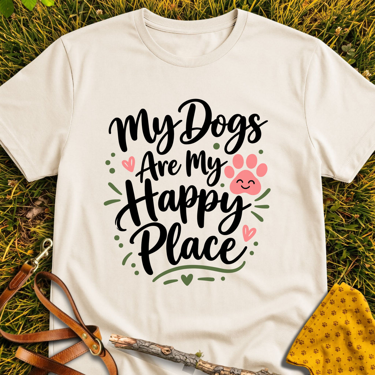 Happy Dogs T-shirt in Natural - Furever Mode rescue dog tee
