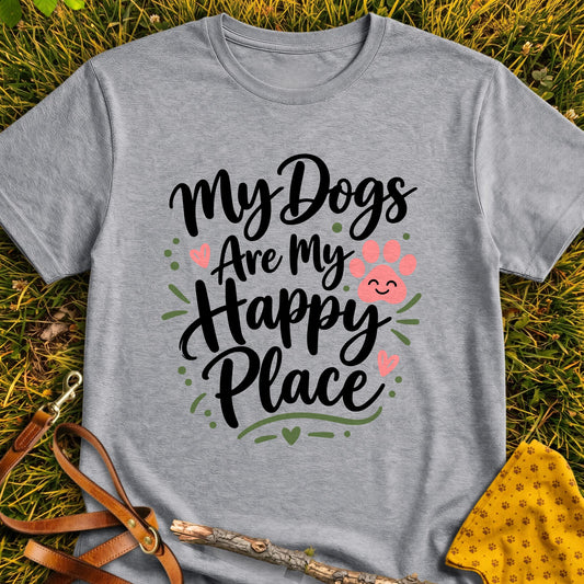 Happy Dogs T-shirt in Sport Grey - Furever Mode rescue dog tee