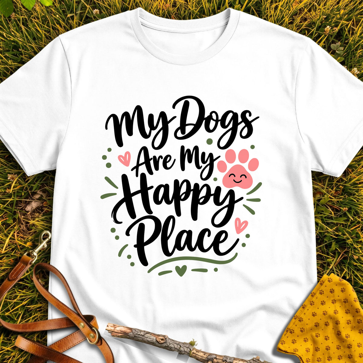 Happy Dogs T-shirt in White - Furever Mode rescue dog tee