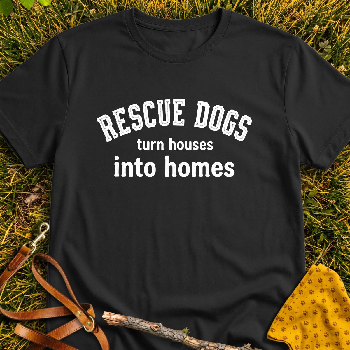 House To Home T-shirt in Black - Furever Mode rescue dog tee