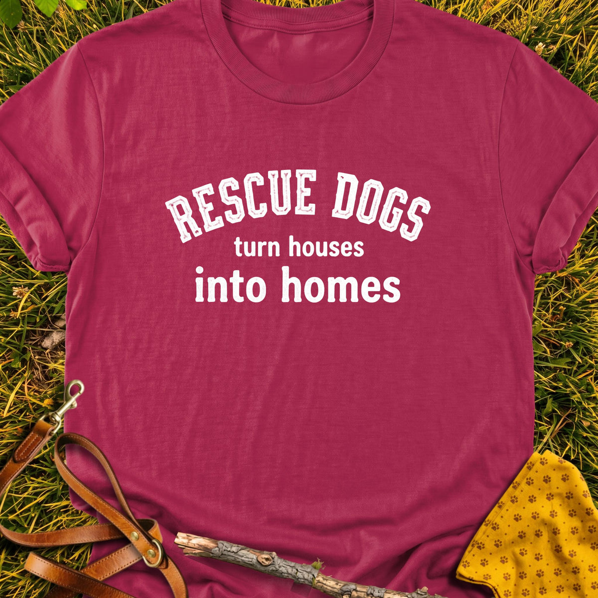 House To Home T-shirt in Cardinal Red - Furever Mode rescue dog tee