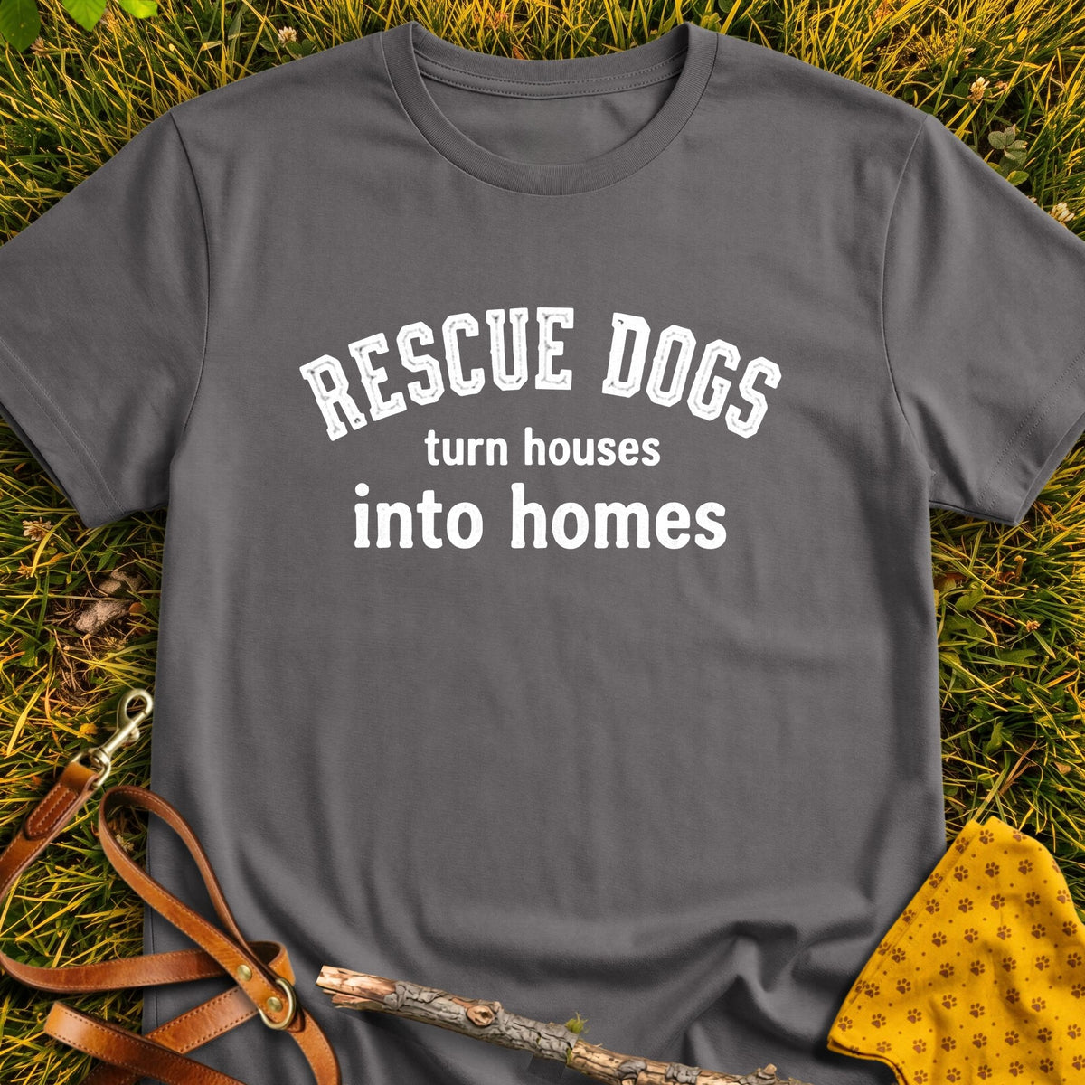 House To Home T-shirt in Charcoal - Furever Mode rescue dog tee