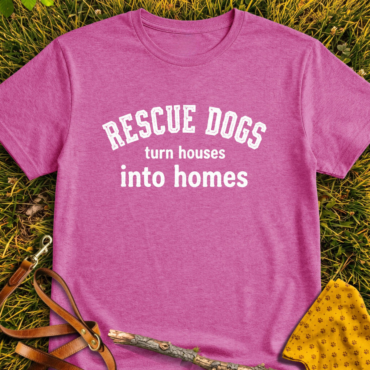 House To Home T-shirt in Heather Berry - Furever Mode rescue dog tee