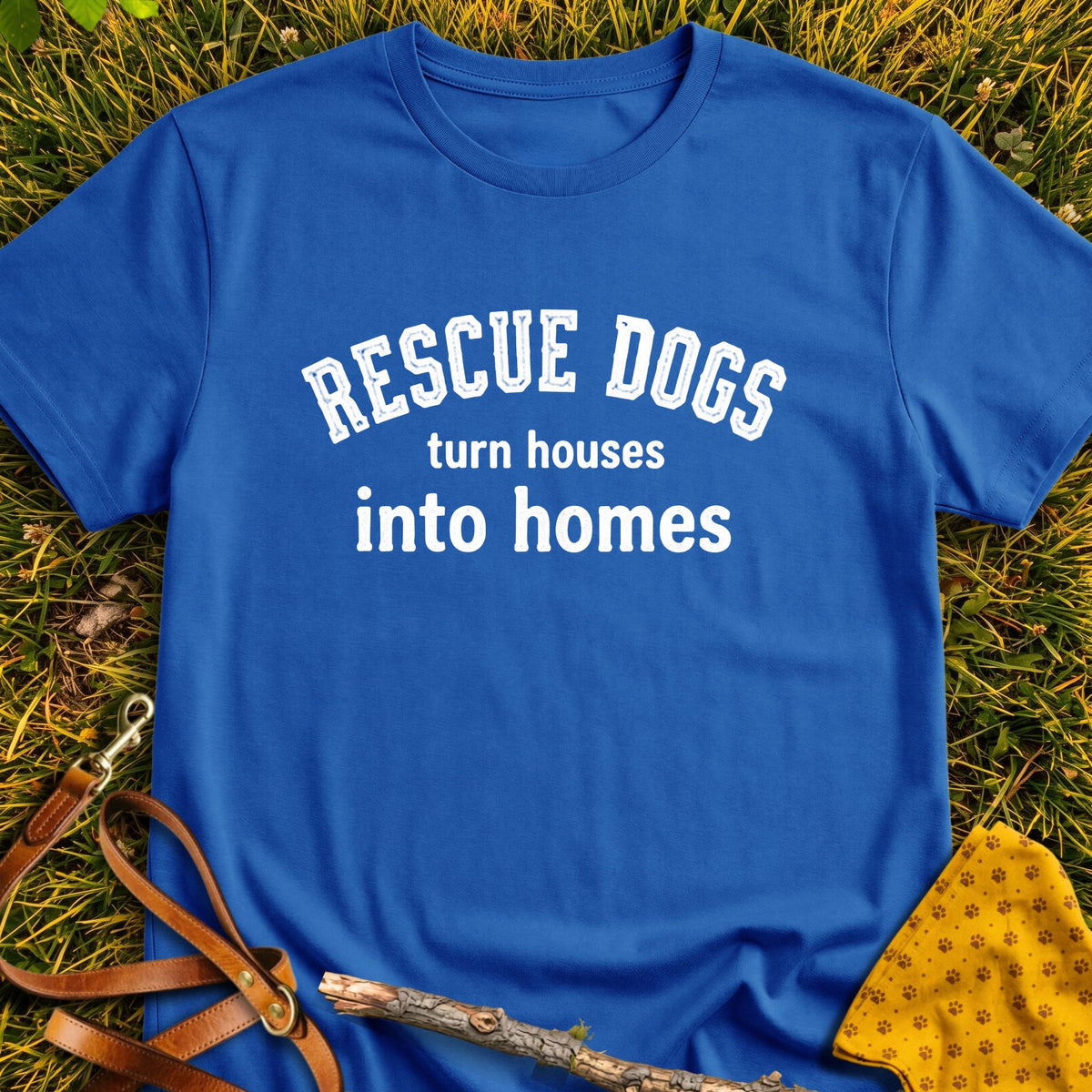 House To Home T-shirt in Royal - Furever Mode rescue dog tee