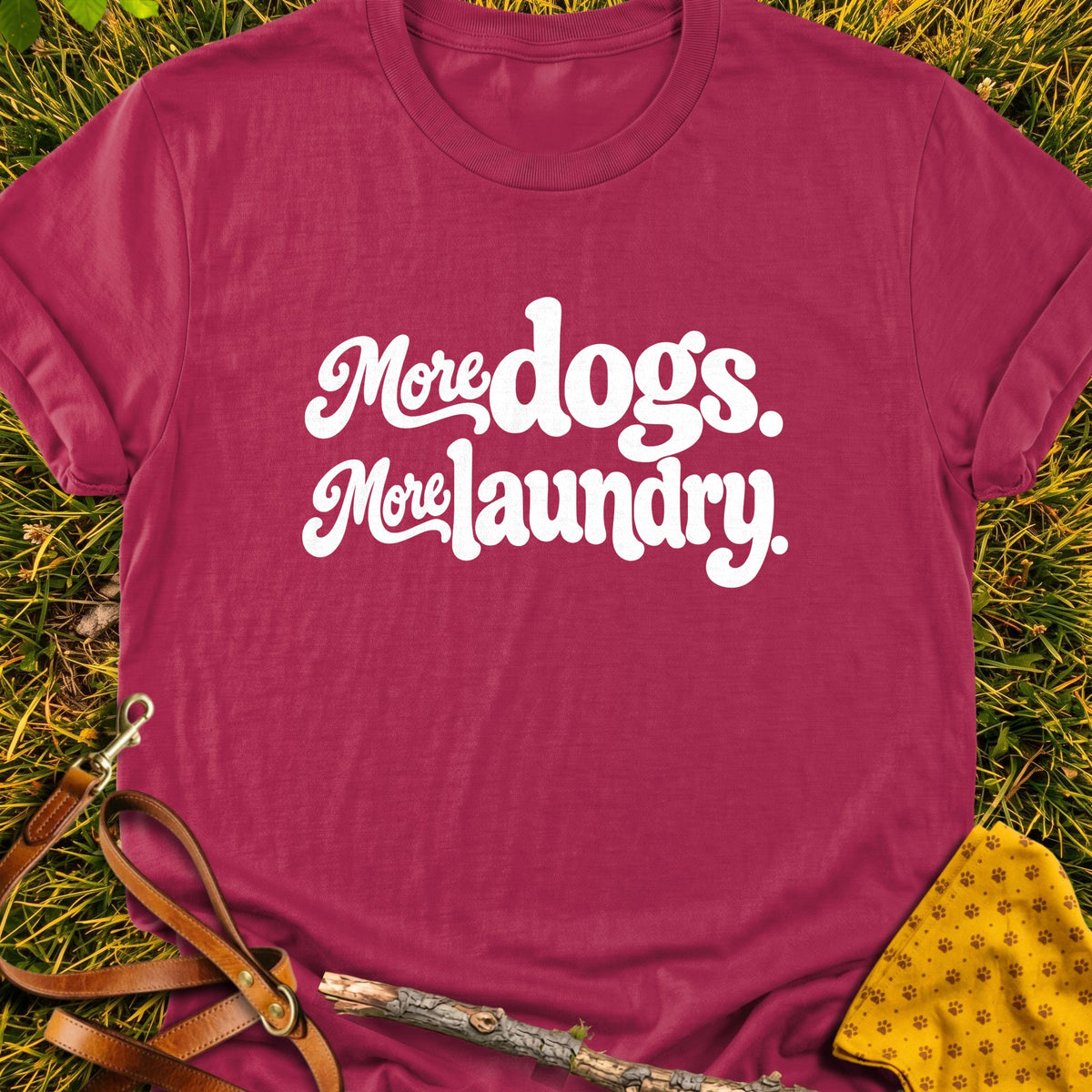 Laundry Lettering T-shirt in Cardinal Red - Furever Mode rescue dog tee
