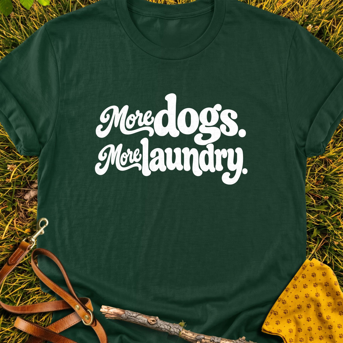Laundry Lettering T-shirt in Forest Green - Furever Mode rescue dog tee