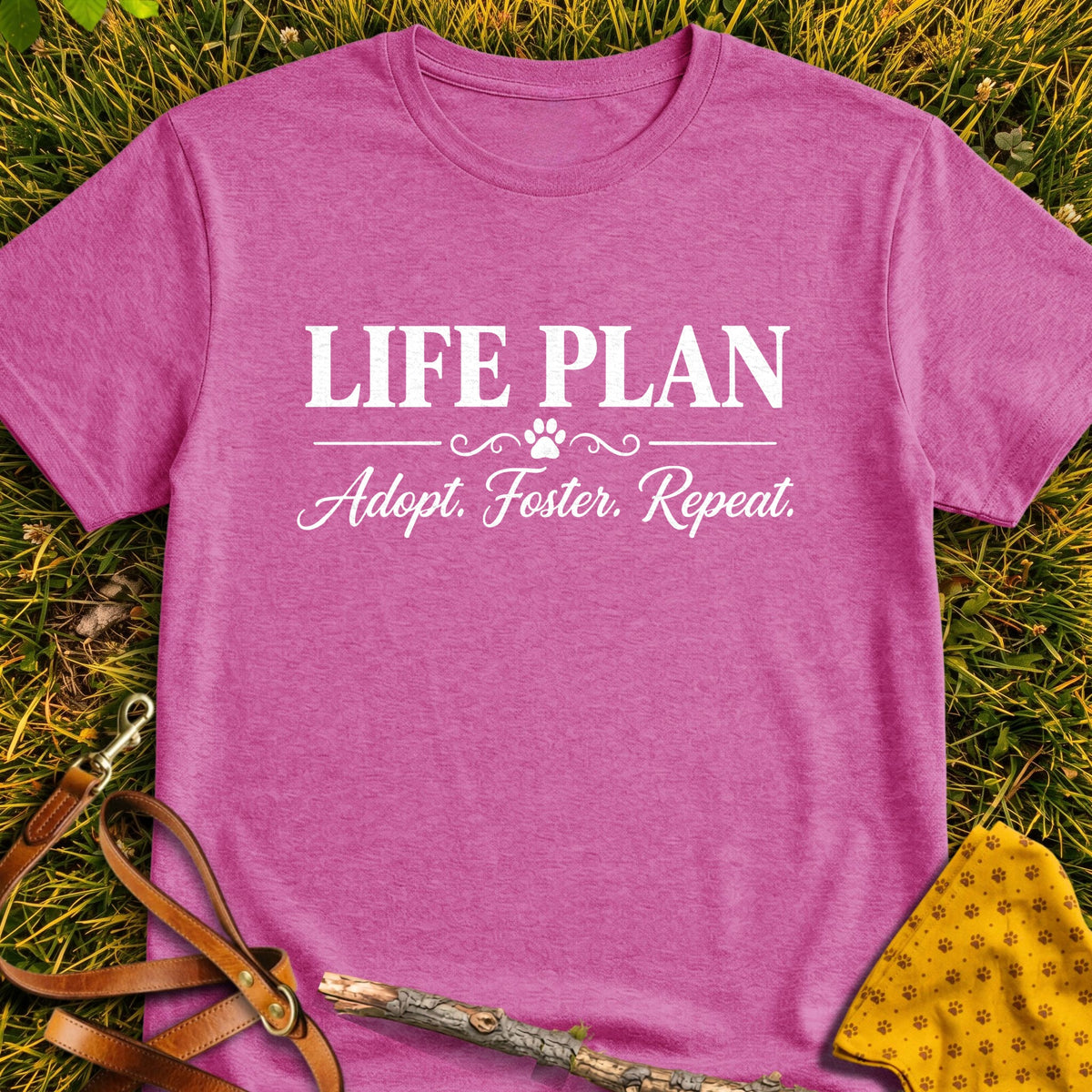 Life Plan T-shirt in Heather Berry - Furever Mode rescue dog tee