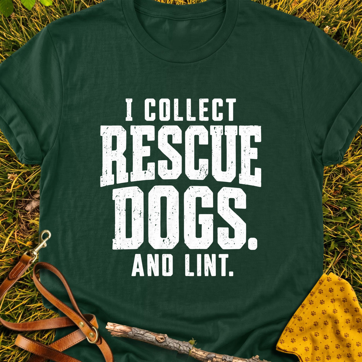 Lint Collection T-shirt in Forest Green - Furever Mode rescue dog tee