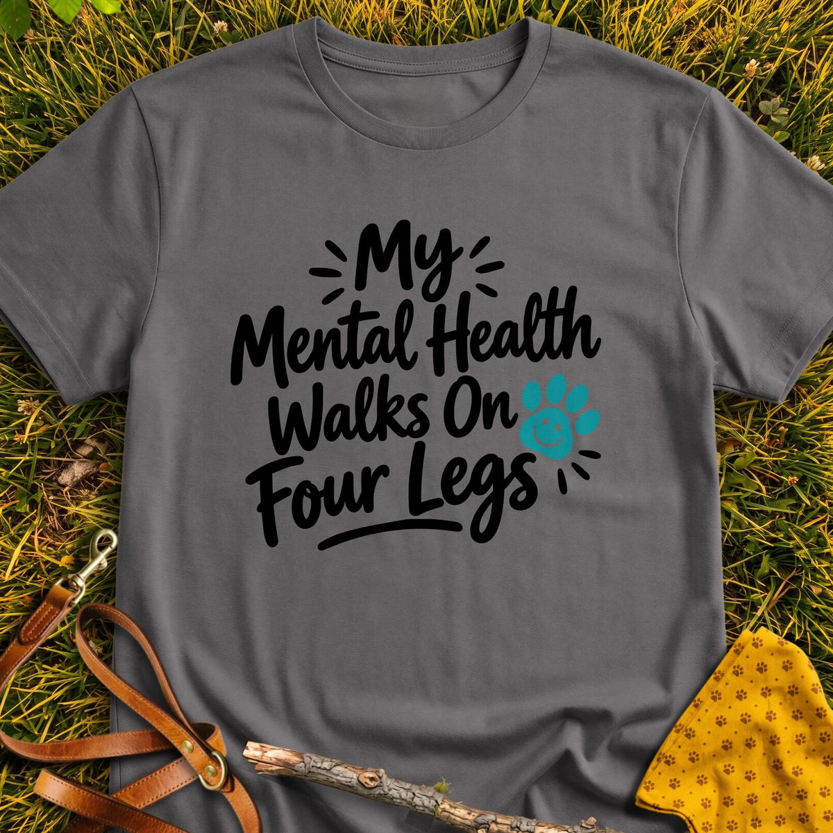 Mental Health T-shirt in Charcoal - Furever Mode rescue dog tee