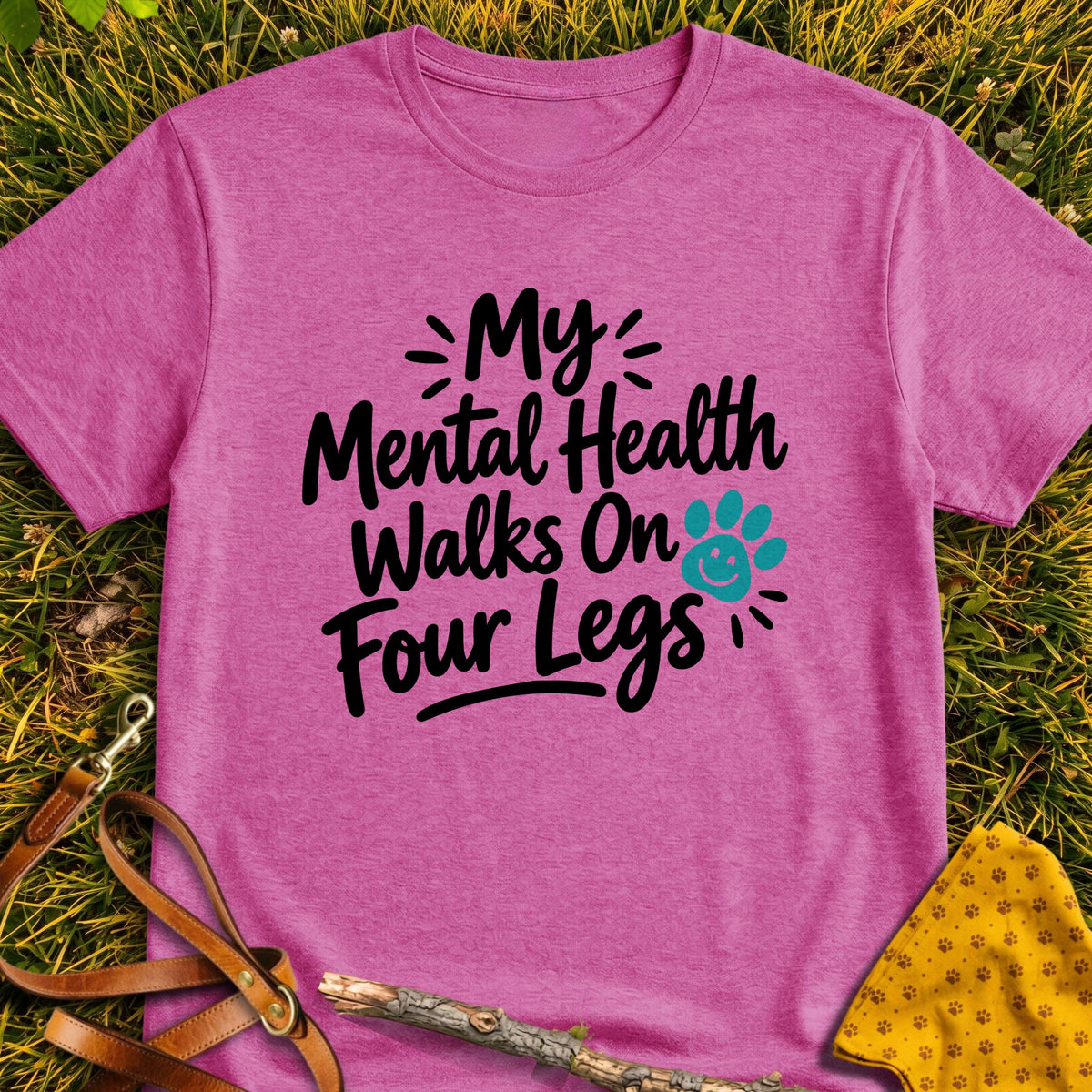 Mental Health T-shirt in Heather Berry - Furever Mode rescue dog tee