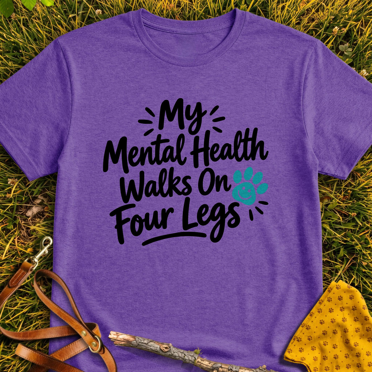 Mental Health T-shirt in Heather Purple - Furever Mode rescue dog tee