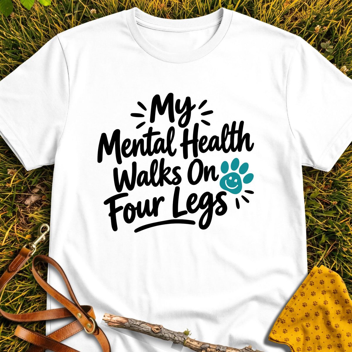 Mental Health T-shirt in White - Furever Mode rescue dog tee