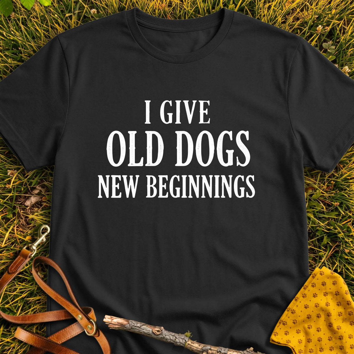 New Beginnings T-shirt in Black - Furever Mode rescue dog tee