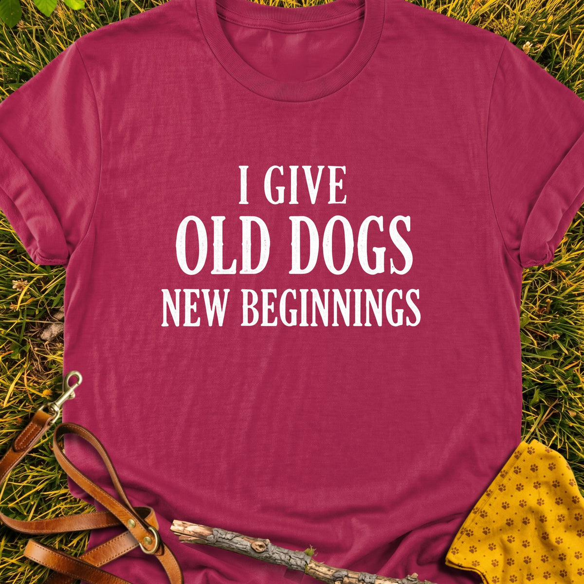 New Beginnings T-shirt in Cardinal Red - Furever Mode rescue dog tee