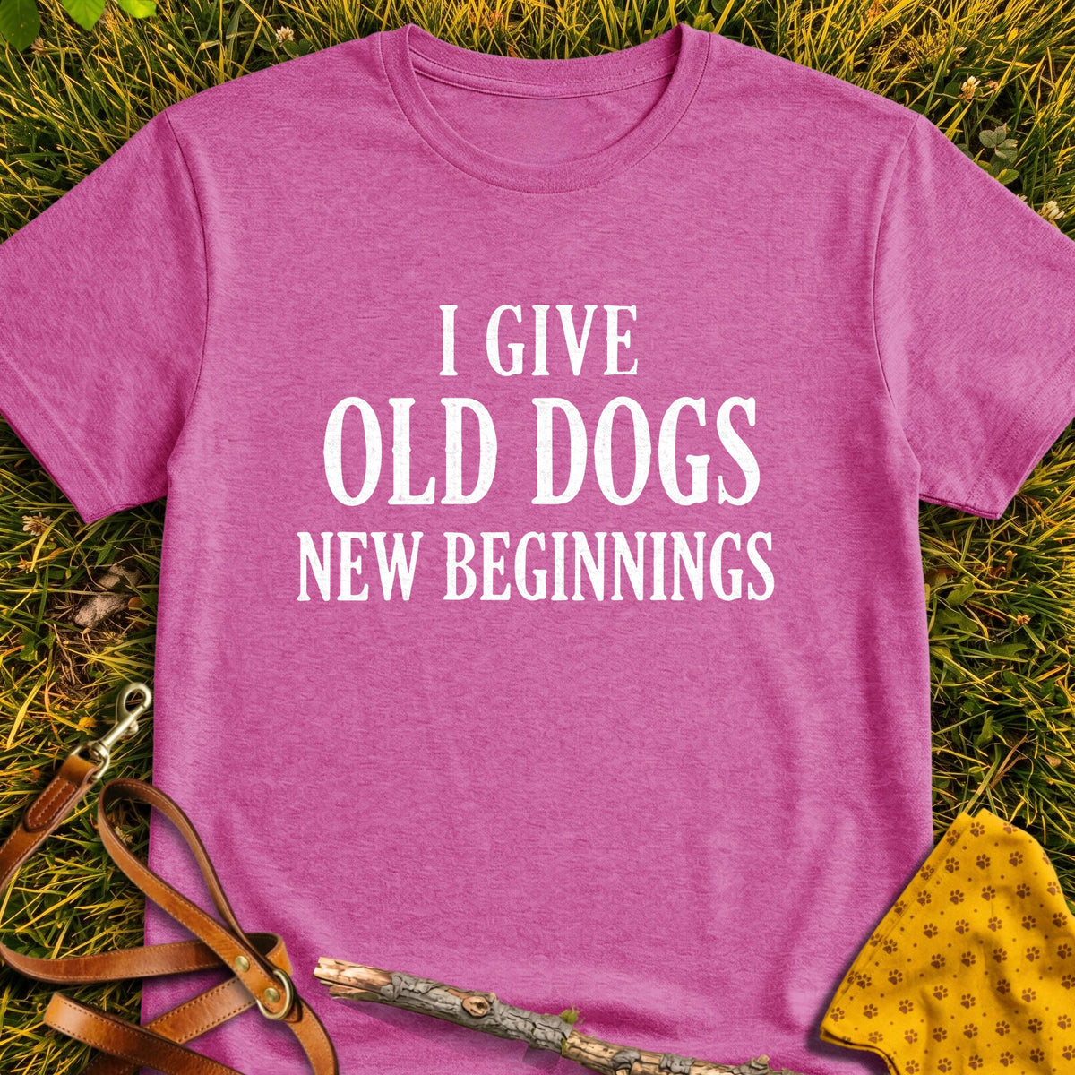 New Beginnings T-shirt in Heather Berry - Furever Mode rescue dog tee