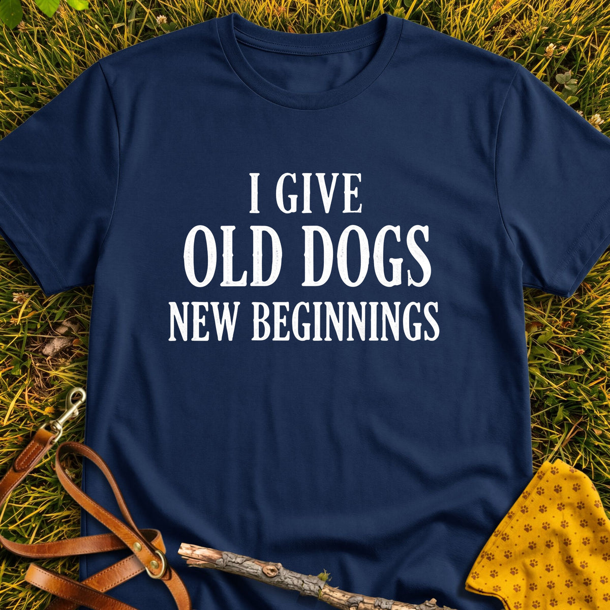 New Beginnings T-shirt in Navy - Furever Mode rescue dog tee