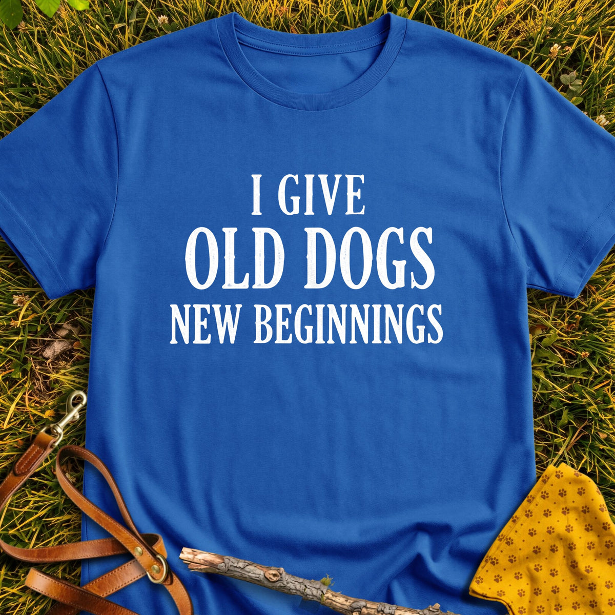 New Beginnings T-shirt in Royal - Furever Mode rescue dog tee