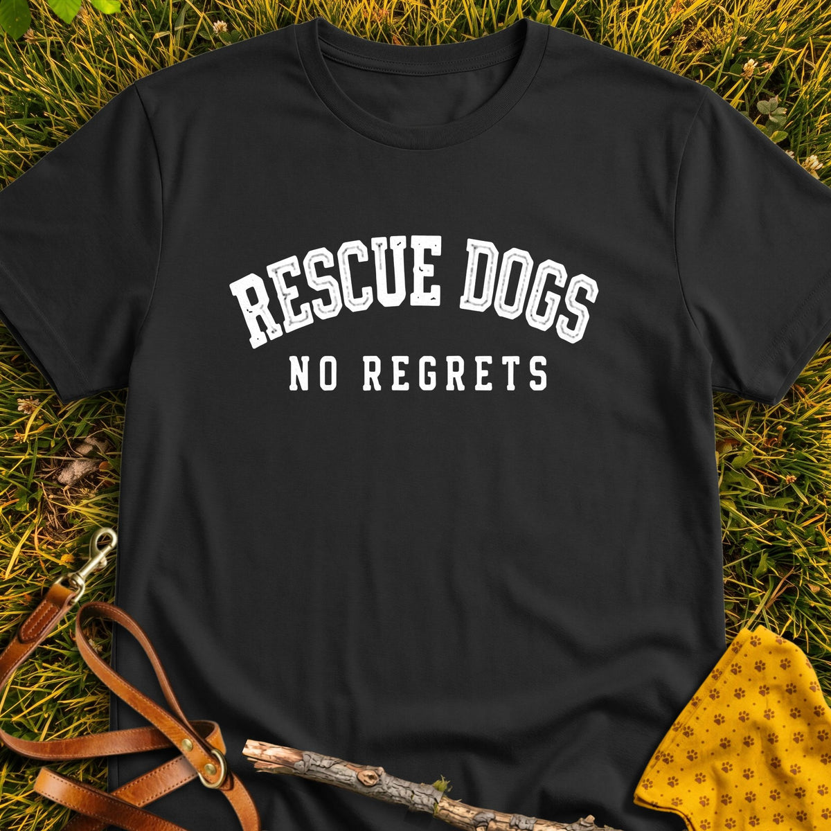 No Regrets T-shirt in Black - Furever Mode rescue dog tee