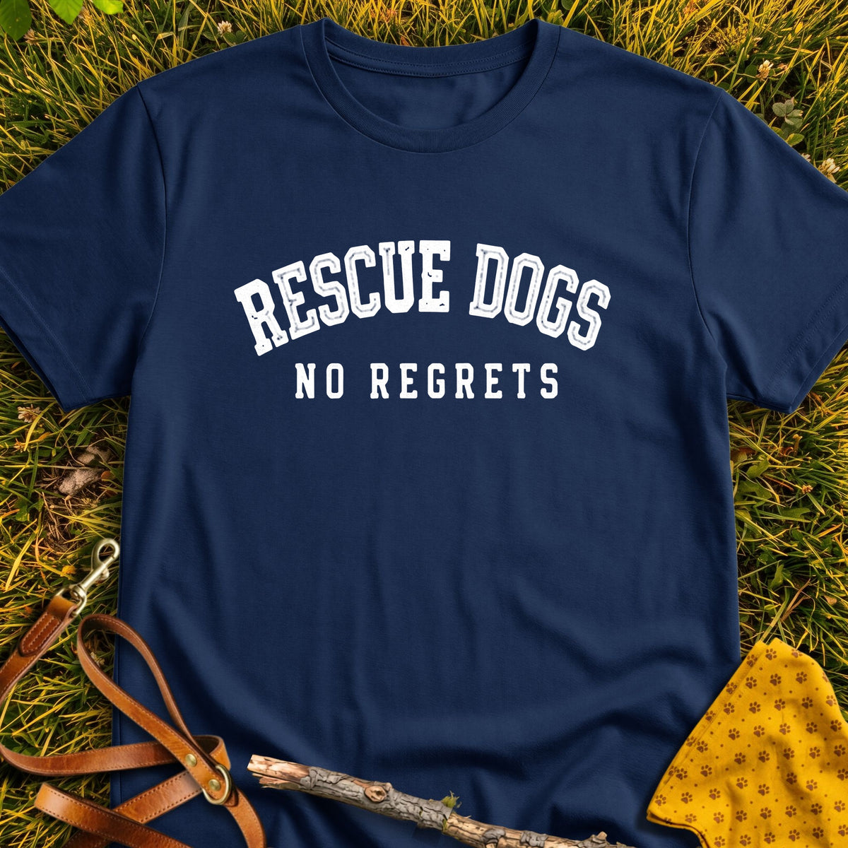 No Regrets T-shirt in Navy - Furever Mode rescue dog tee