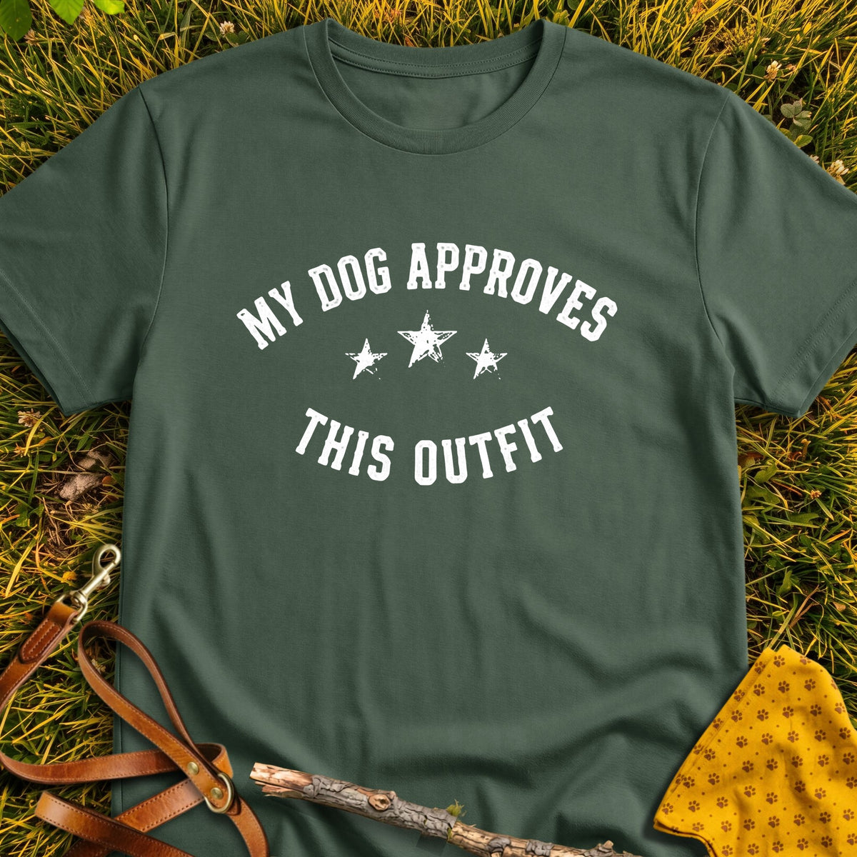 Outfit Approved T-shirt in Military Green - Furever Mode rescue dog tee