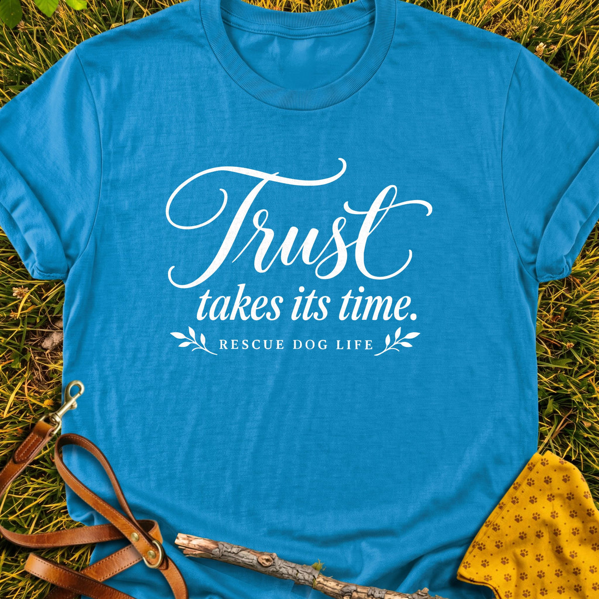 Patient Trust Refined T-shirt in Sapphire - Furever Mode rescue dog tee