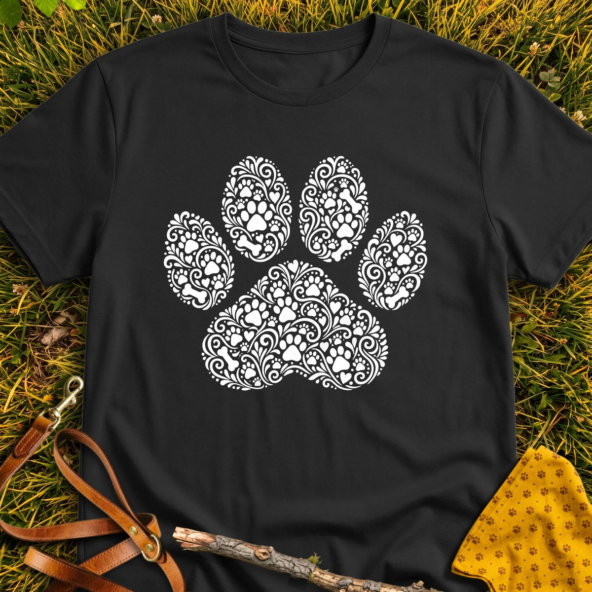Paw Doodle T-shirt in Black - Furever Mode rescue dog tee