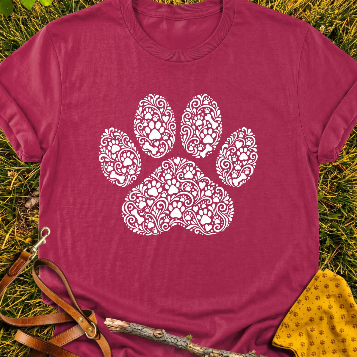 Paw Doodle T-shirt in Cardinal Red - Furever Mode rescue dog tee