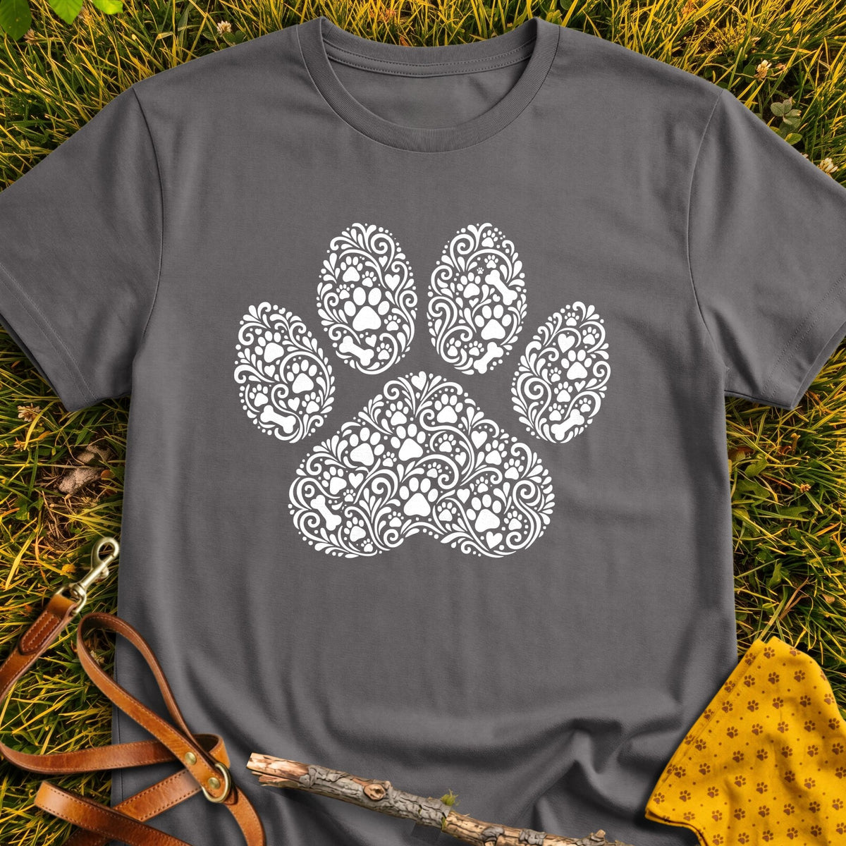 Paw Doodle T-shirt in Charcoal - Furever Mode rescue dog tee