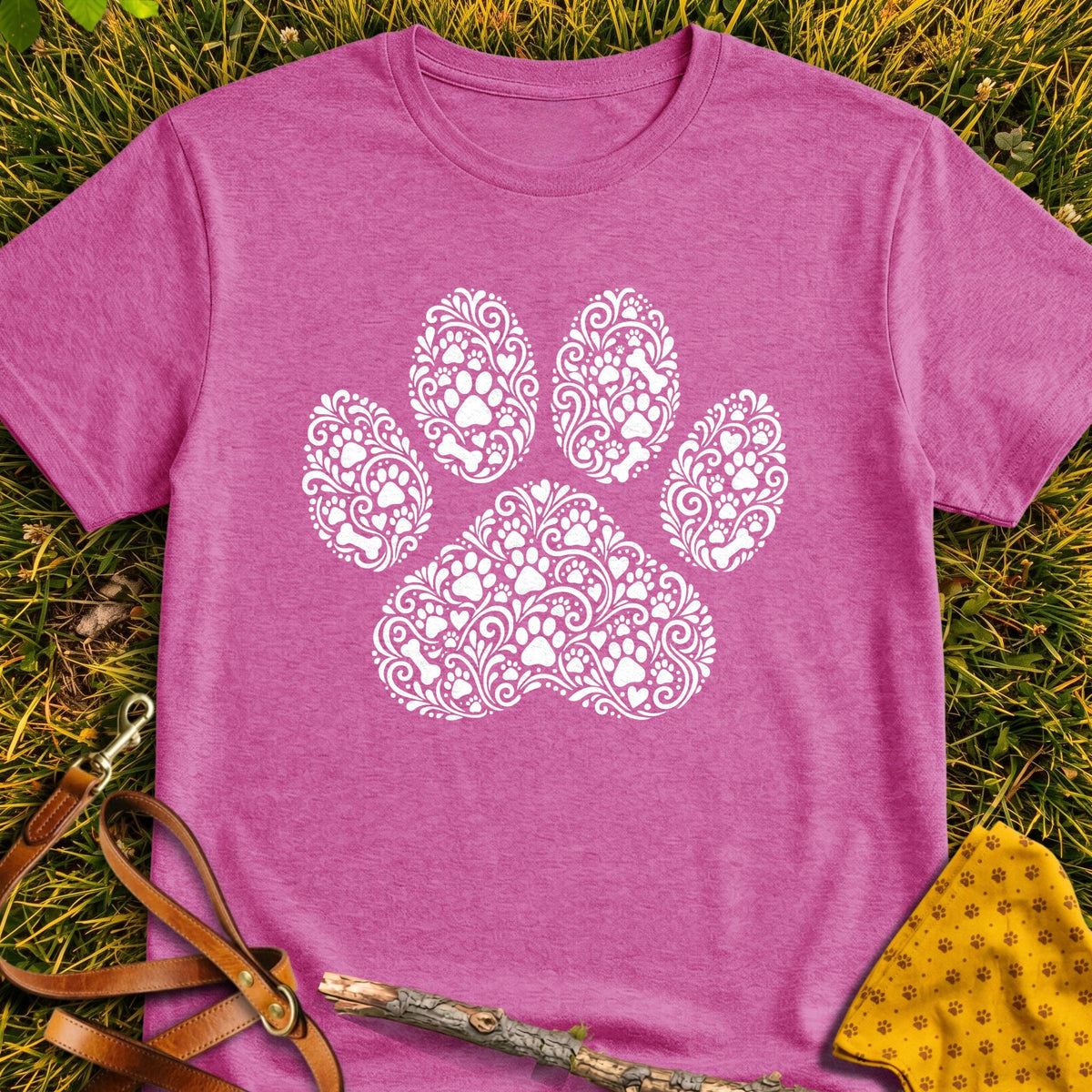 Paw Doodle T-shirt in Heather Berry - Furever Mode rescue dog tee