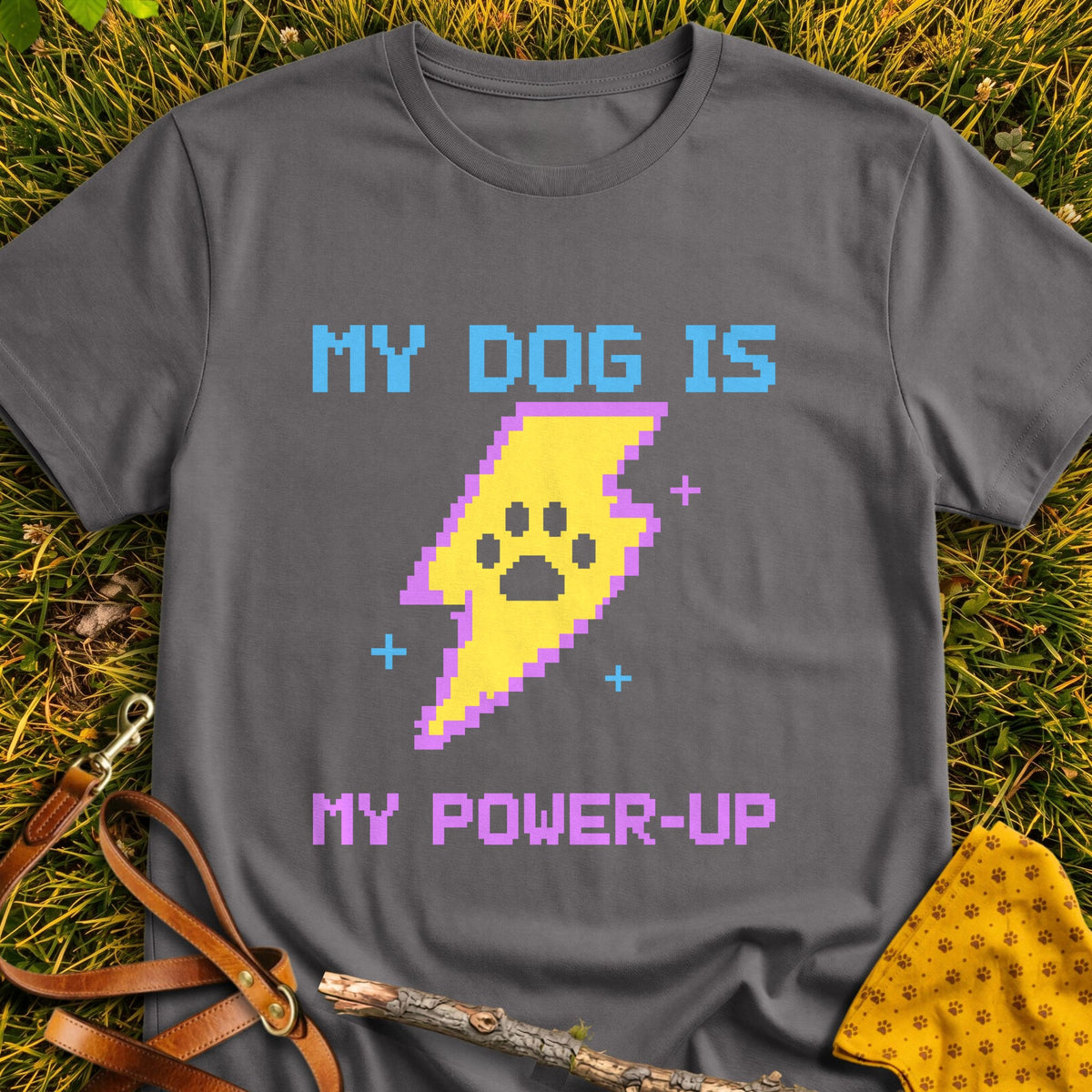 Power Boost T-shirt in Charcoal - Furever Mode rescue dog tee