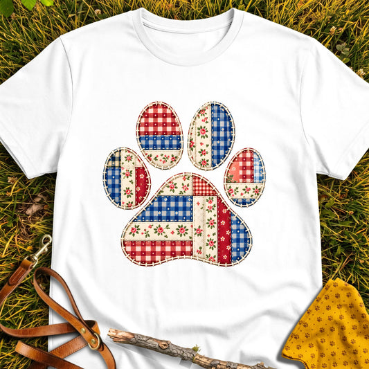 Quilt Paw T-shirt in White - Furever Mode rescue dog tee