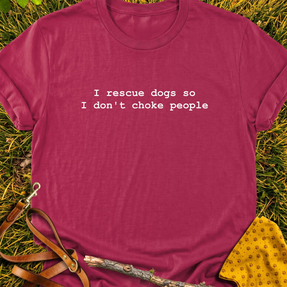 Rescue Dogs T-shirt in Cardinal Red - Furever Mode rescue dog tee